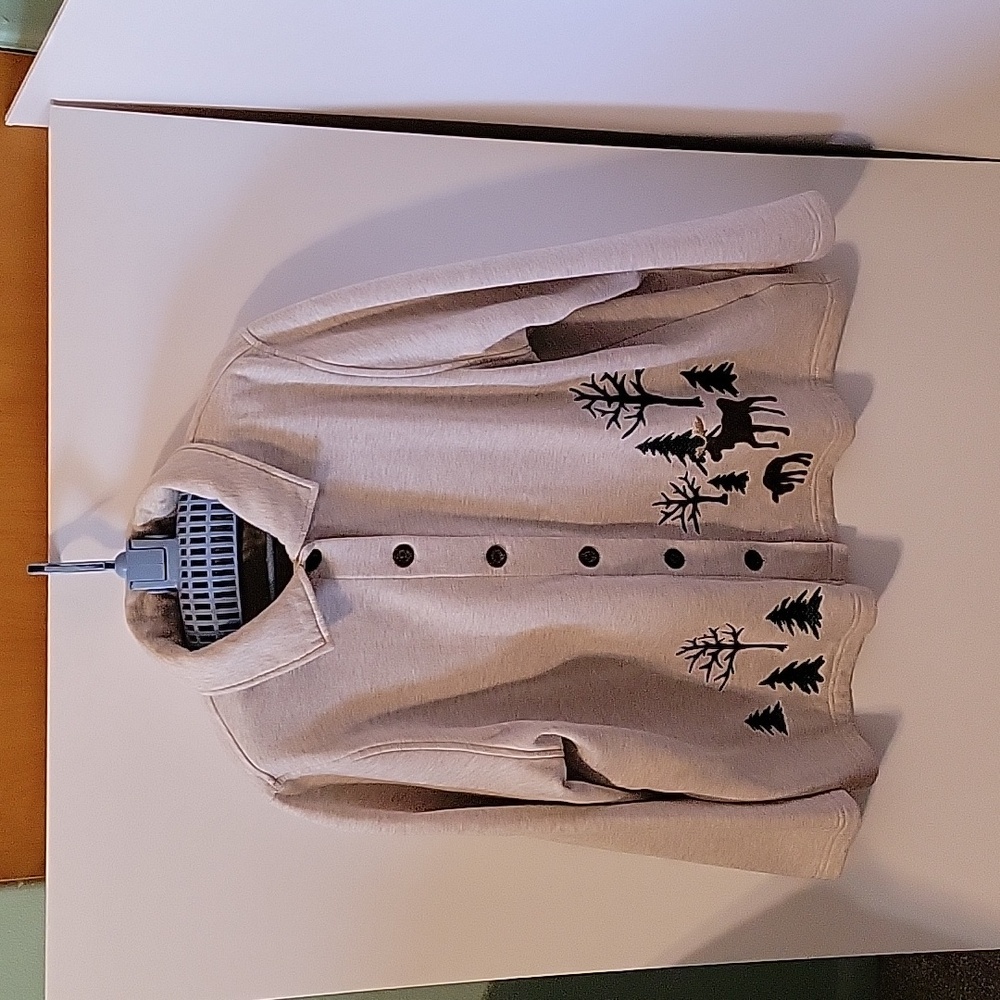 BRECKENRIDGE Tan Button-Up Jacket with Forest Design, Size 2X